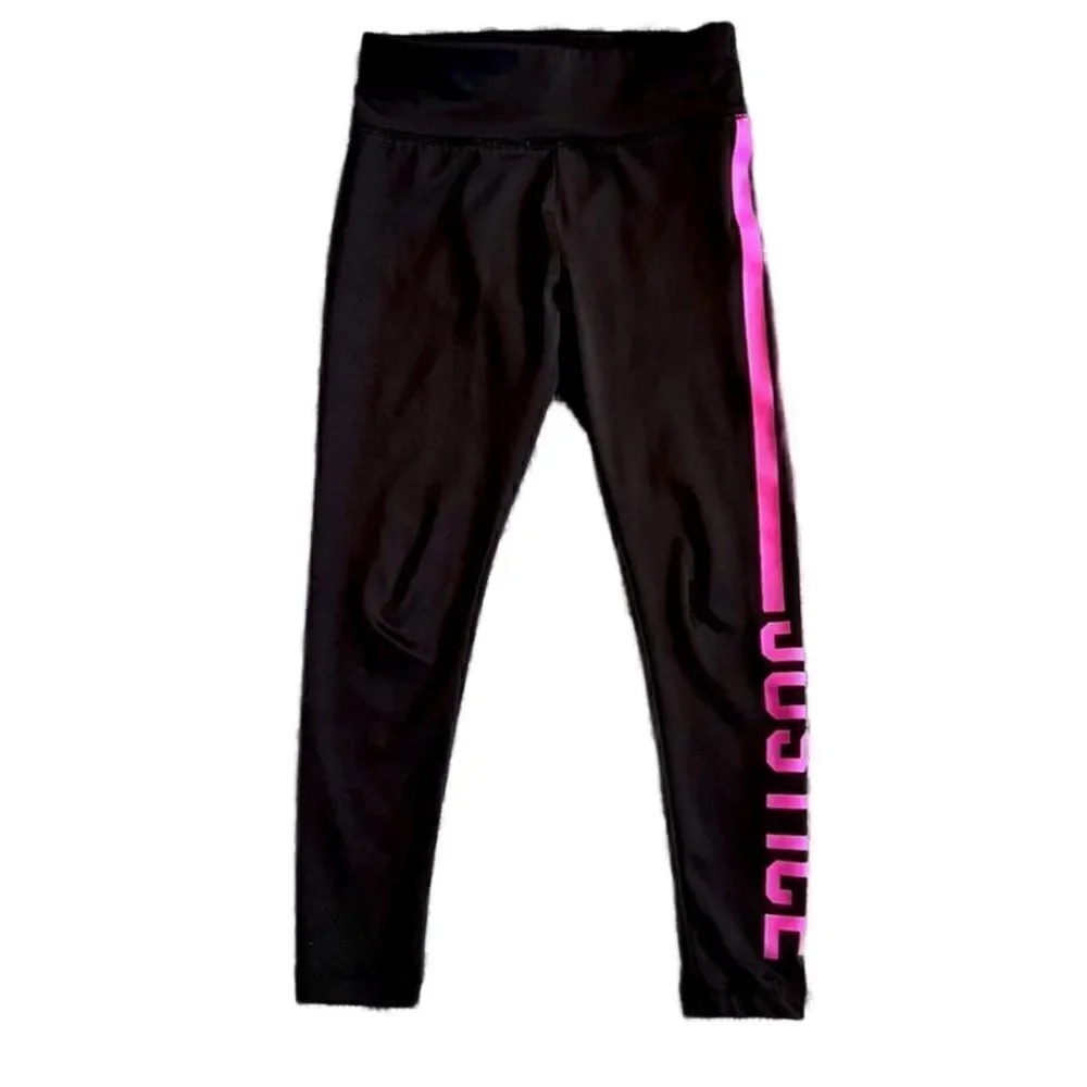 Justice Girls Sz 6 Distressed Black & Pink Leggings